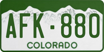 CO license plate AFK880
