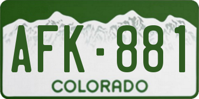CO license plate AFK881