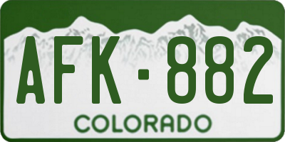 CO license plate AFK882
