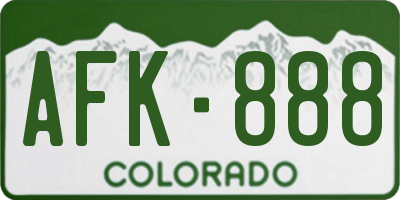 CO license plate AFK888