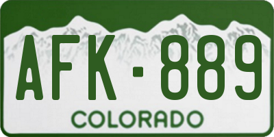 CO license plate AFK889
