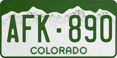 CO license plate AFK890
