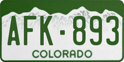 CO license plate AFK893