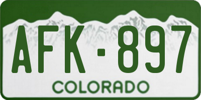 CO license plate AFK897