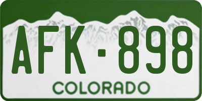 CO license plate AFK898