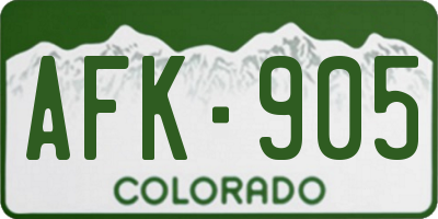 CO license plate AFK905