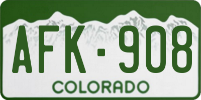 CO license plate AFK908