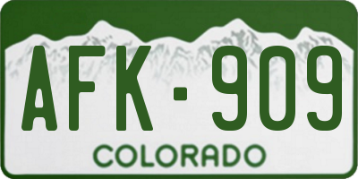 CO license plate AFK909