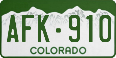 CO license plate AFK910