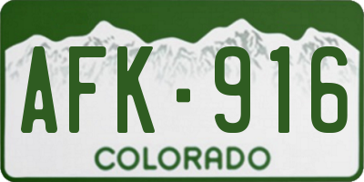 CO license plate AFK916