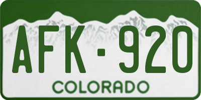 CO license plate AFK920
