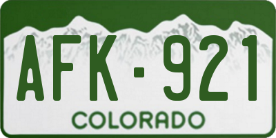 CO license plate AFK921