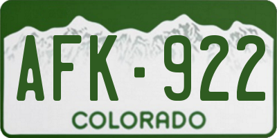 CO license plate AFK922