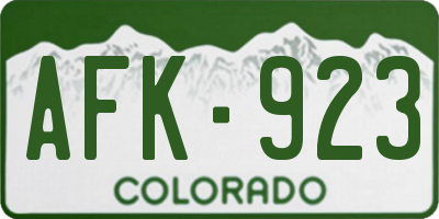 CO license plate AFK923
