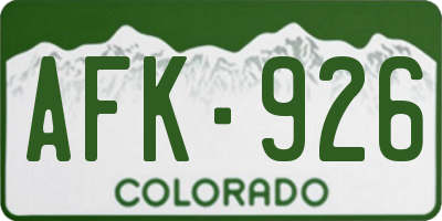CO license plate AFK926