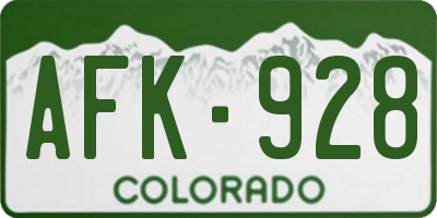 CO license plate AFK928