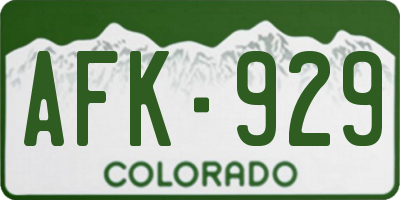 CO license plate AFK929