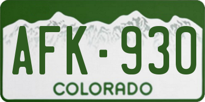 CO license plate AFK930