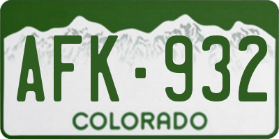CO license plate AFK932