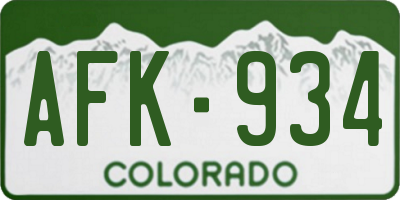 CO license plate AFK934