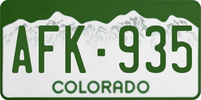 CO license plate AFK935