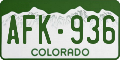 CO license plate AFK936