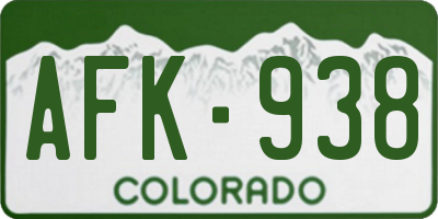 CO license plate AFK938