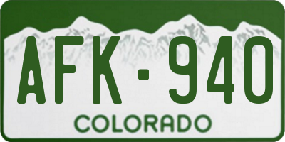 CO license plate AFK940