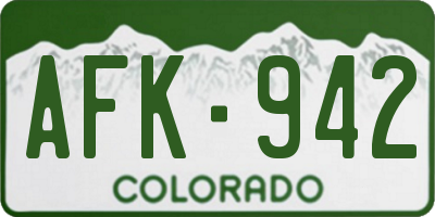 CO license plate AFK942