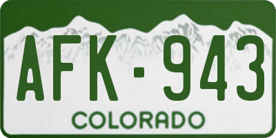 CO license plate AFK943