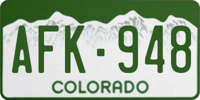 CO license plate AFK948