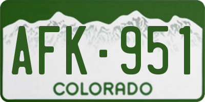CO license plate AFK951