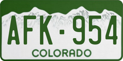 CO license plate AFK954