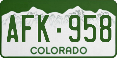 CO license plate AFK958