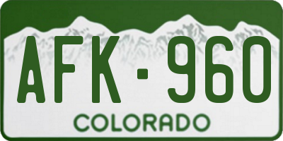 CO license plate AFK960