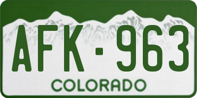 CO license plate AFK963