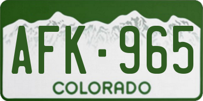 CO license plate AFK965