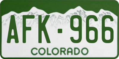 CO license plate AFK966