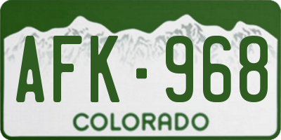 CO license plate AFK968