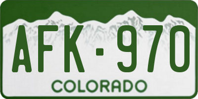 CO license plate AFK970