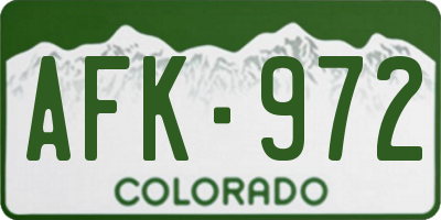 CO license plate AFK972