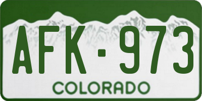 CO license plate AFK973