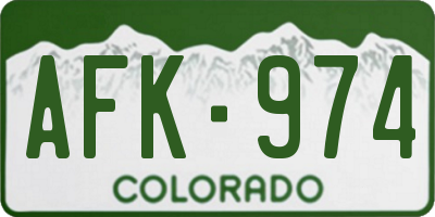 CO license plate AFK974