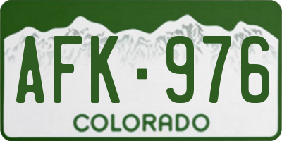 CO license plate AFK976