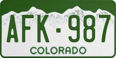 CO license plate AFK987