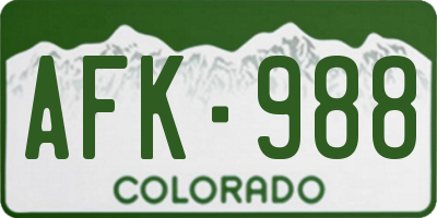 CO license plate AFK988