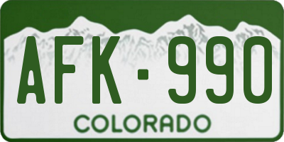 CO license plate AFK990