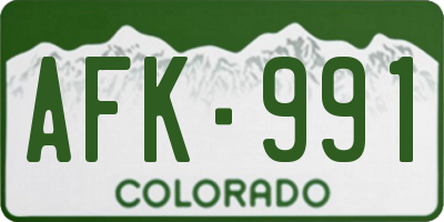 CO license plate AFK991