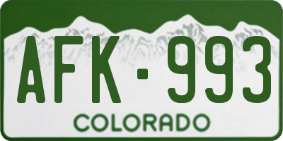 CO license plate AFK993