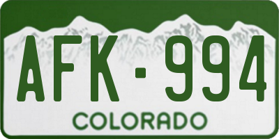 CO license plate AFK994